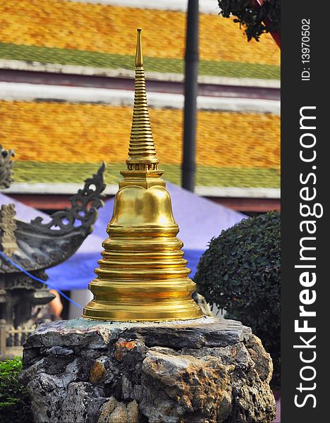 Brass Pagoda model. Taken at a temple. Brass Pagoda model. Taken at a temple.