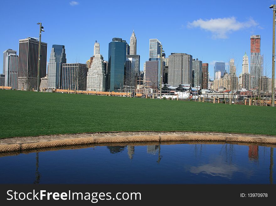 Lower Manhattan skyline as seen from Brooklyn Bridge Park. Lower Manhattan skyline as seen from Brooklyn Bridge Park.