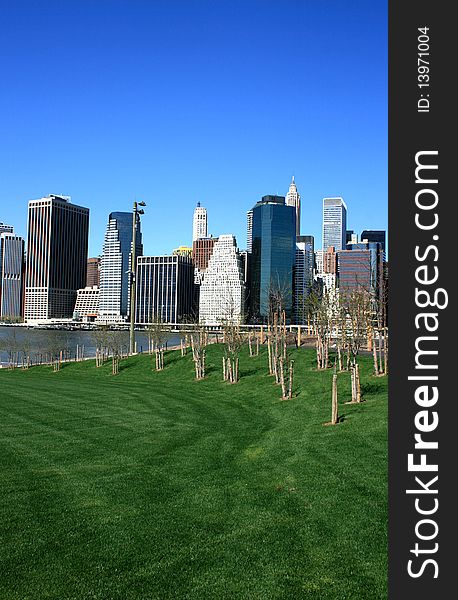 Lower Manhattan skyline as seen from Brooklyn Bridge Park. Lower Manhattan skyline as seen from Brooklyn Bridge Park.