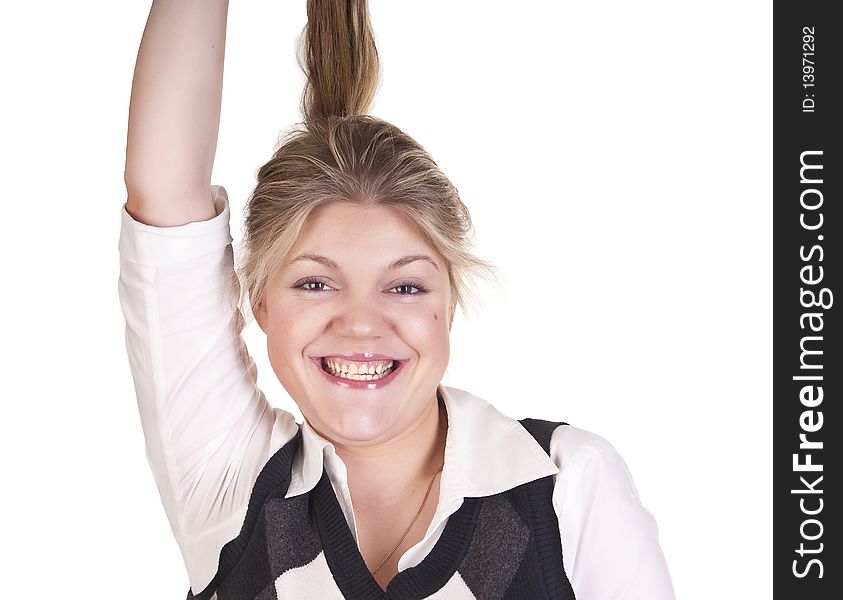 Blonde Model Looking And Happy Sm