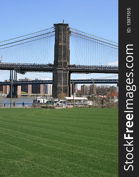 Brooklyn Bridge as seen from Brooklyn Bridge Park. Brooklyn Bridge as seen from Brooklyn Bridge Park.