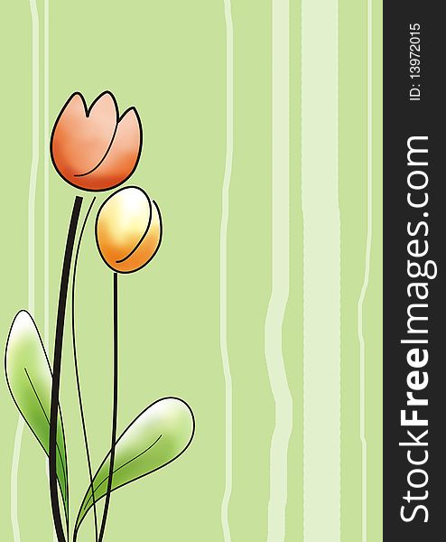 Greeting card with tulip as decoration. Greeting card with tulip as decoration