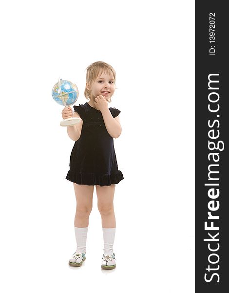 Child White A Globe