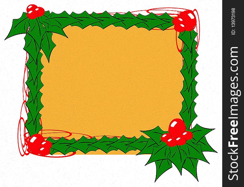 Background decorated with mistletoe. An idea for christmas greeting card.