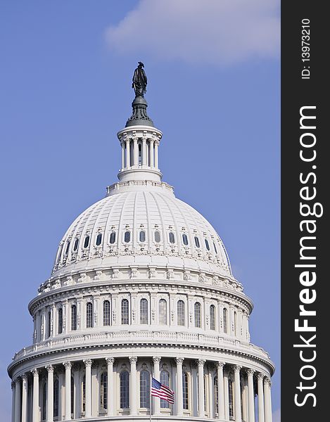 The top of the Capitol Building in Washington DC during the day