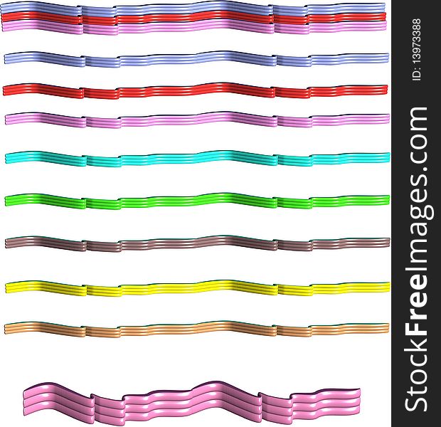 Ribbons in 3d and colors on white design elemrnt lines. Ribbons in 3d and colors on white design elemrnt lines