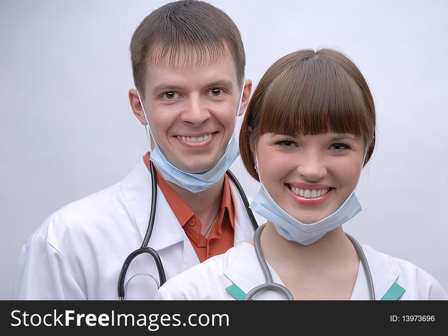 Portrait of two smiling doctors