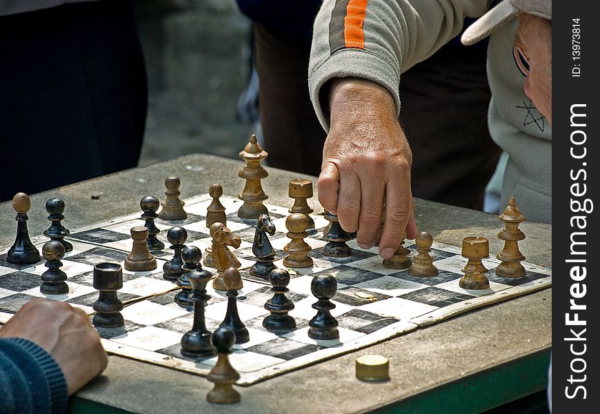 Hand moving a pieces of chess