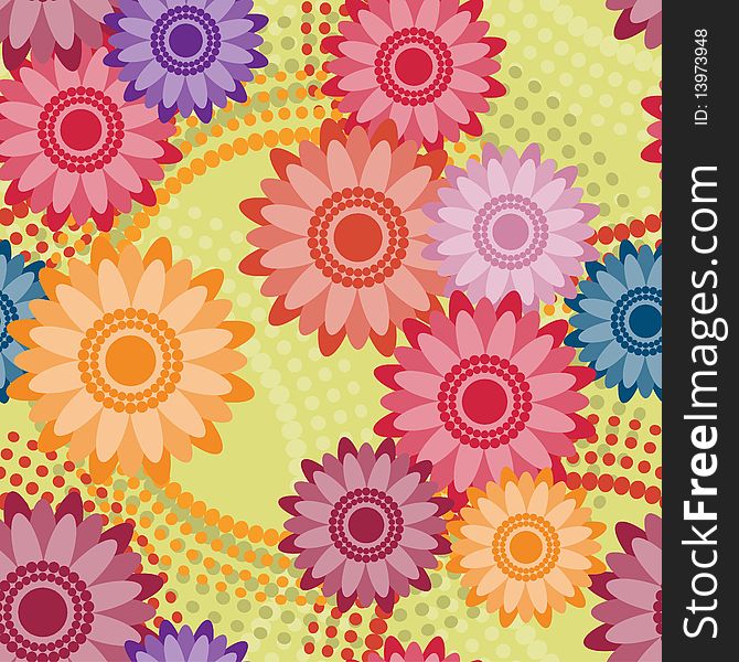 Seamless pattern with multicolor flowers. Seamless pattern with multicolor flowers
