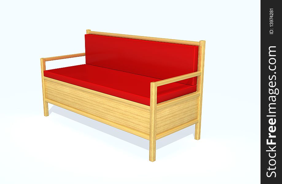 3d image of a red sofa.