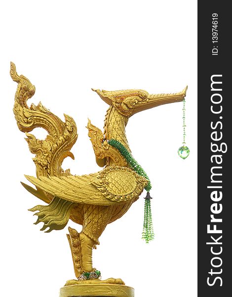 Golden swan statuary,can see them in thailand temple