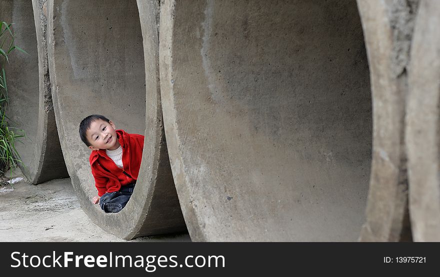 Cute Little Boy In Red