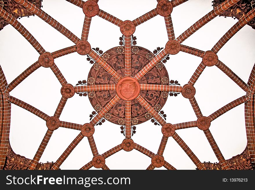 Stellar vault in neo - gothic town hall in Slupsk.