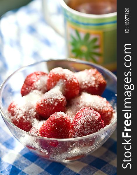 Food series: freshly grown tasty strawberry on plate