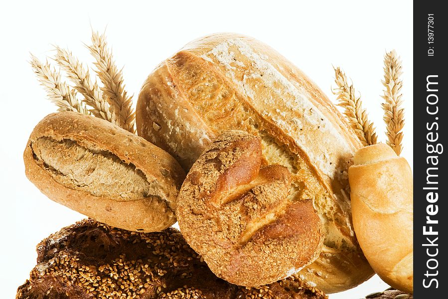 Various types of fresh bread - detail