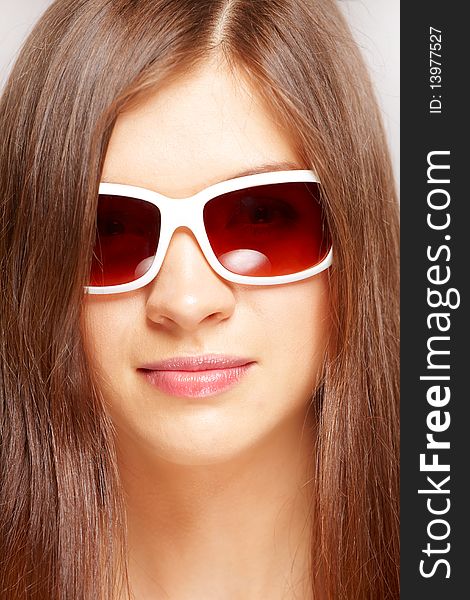 Beautiful Young Girl With Fashion Sunglasses