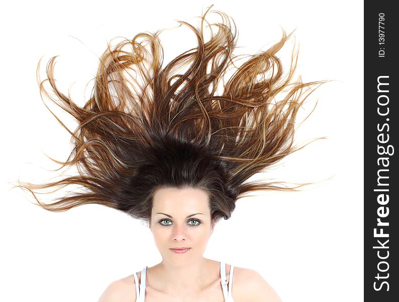 The Hairy Woman On White Background