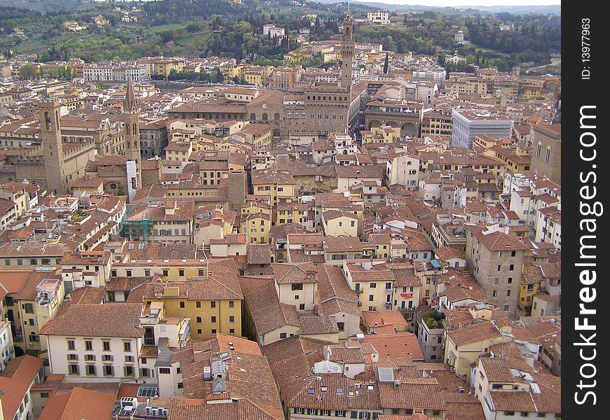 Florence city centre (Palazzo Vecchio, Bargello, Badia, Orsanmichele) - bird's eye view from Brunelleschi's dome