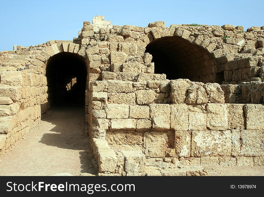 Ruins of fortress in Caesarea