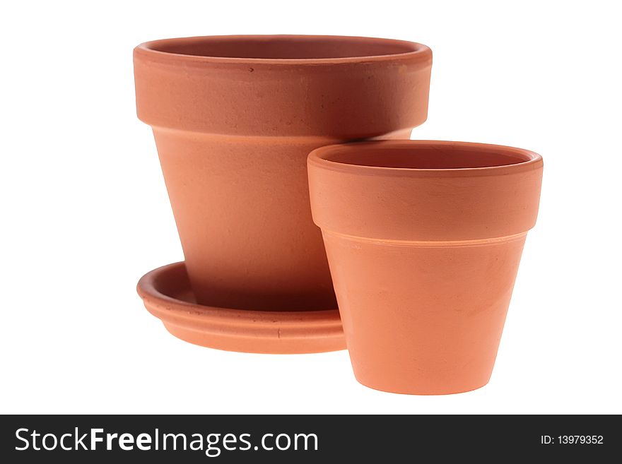 Two ceramic pots for cultivation of plants in house conditions and for sprouts in agriculture.