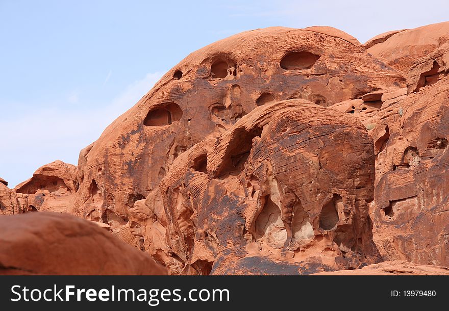 Red rock formation in the desert at Valley of Fire