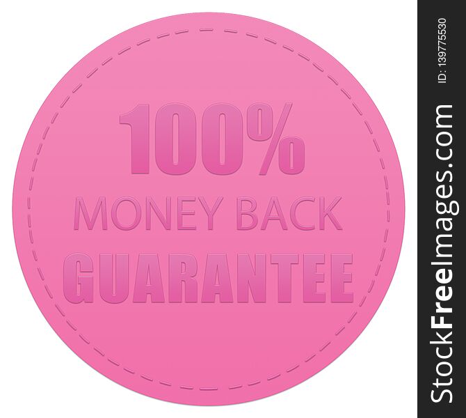 100 MONEY BACK GUARANTEE BADGE PRODUCT ICON LABEL PINK COLOR ILLUSTRATION