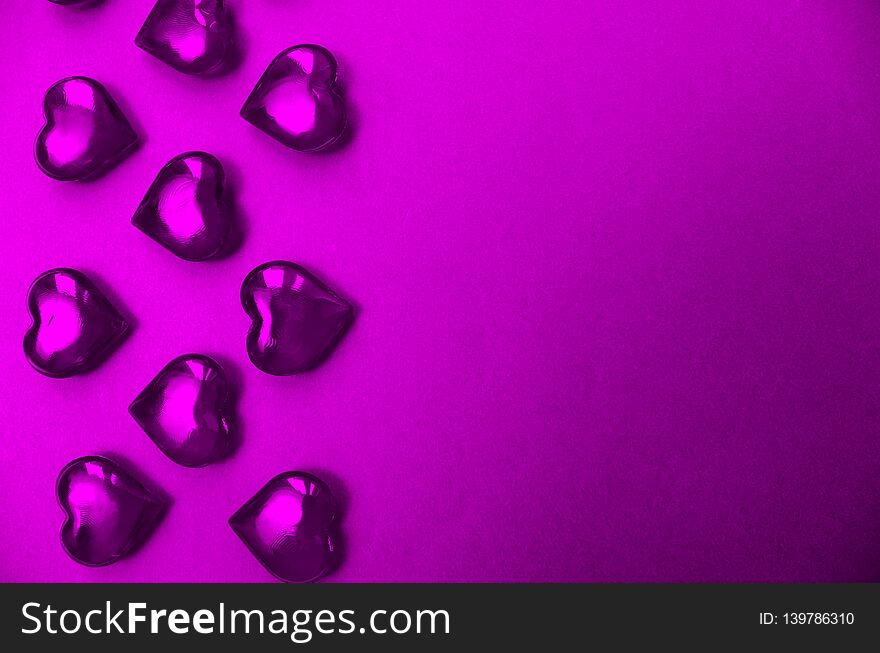 Texture Violet Hearts On A Purple Background