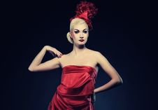 Beautiful Lady In Red Hat Royalty Free Stock Images