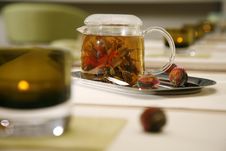 Glass Tea Pot With Fresh Green Tea Royalty Free Stock Photos Glass Tea Pot With Fresh Green Tea Royalty Free Stock Photos