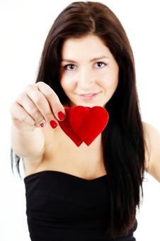 Woman With Two Hearts Royalty Free Stock Photography Woman With Two Hearts Royalty Free Stock Photography