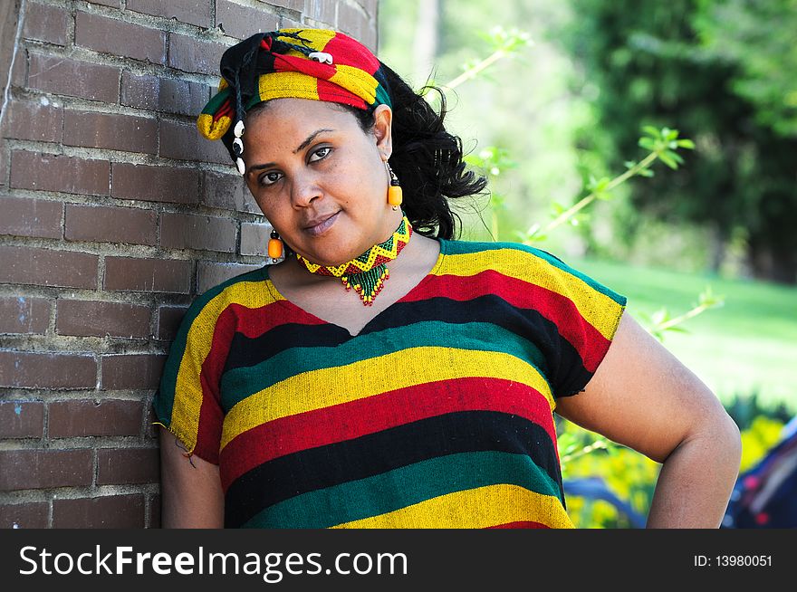 Beautiful Ethiopian young woman wearing traditional Ethiopian style tribal clothes. Beautiful Ethiopian young woman wearing traditional Ethiopian style tribal clothes