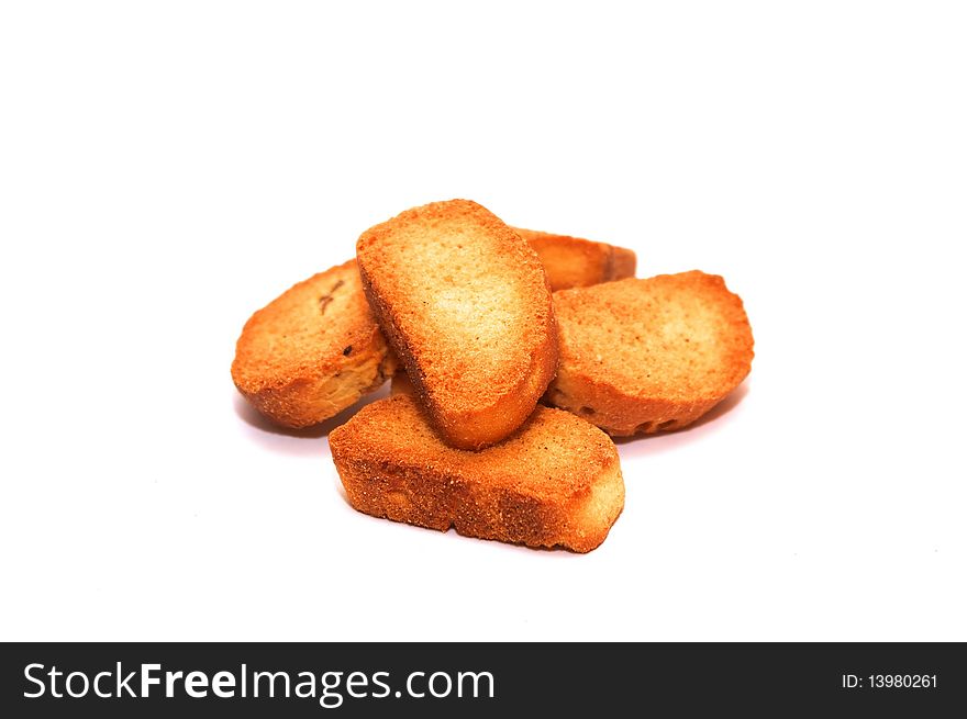 Photo of the rusks on white background