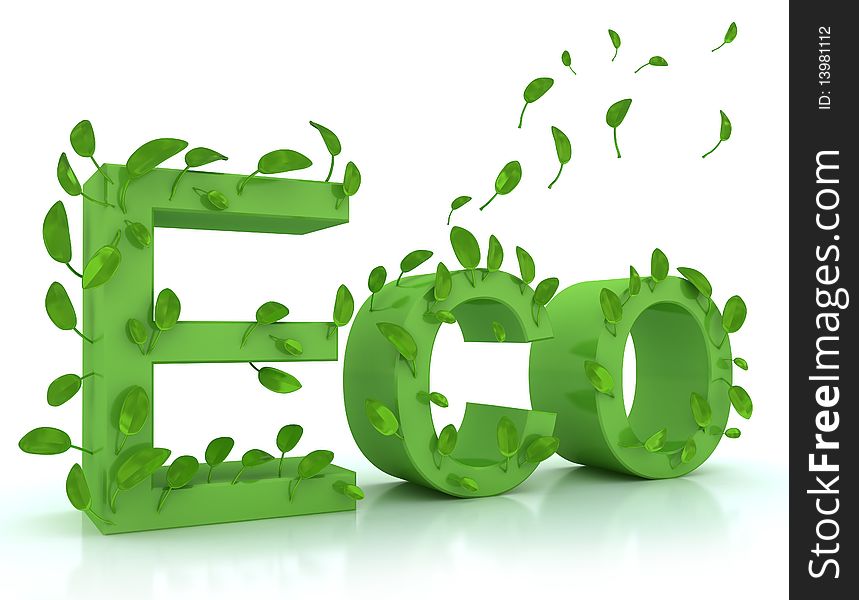 Green Word ECO With Leaves