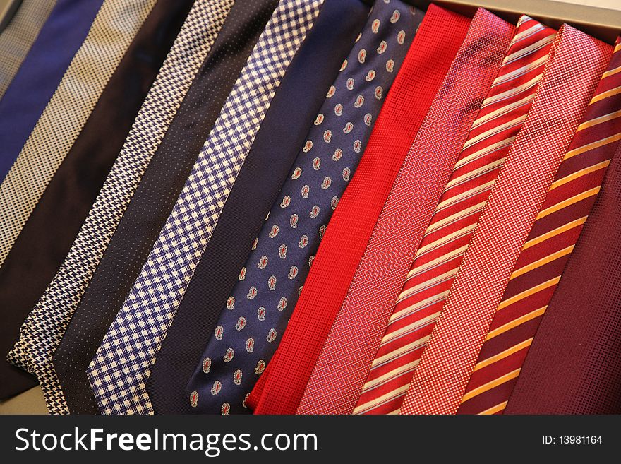 A lot of neckties in a store