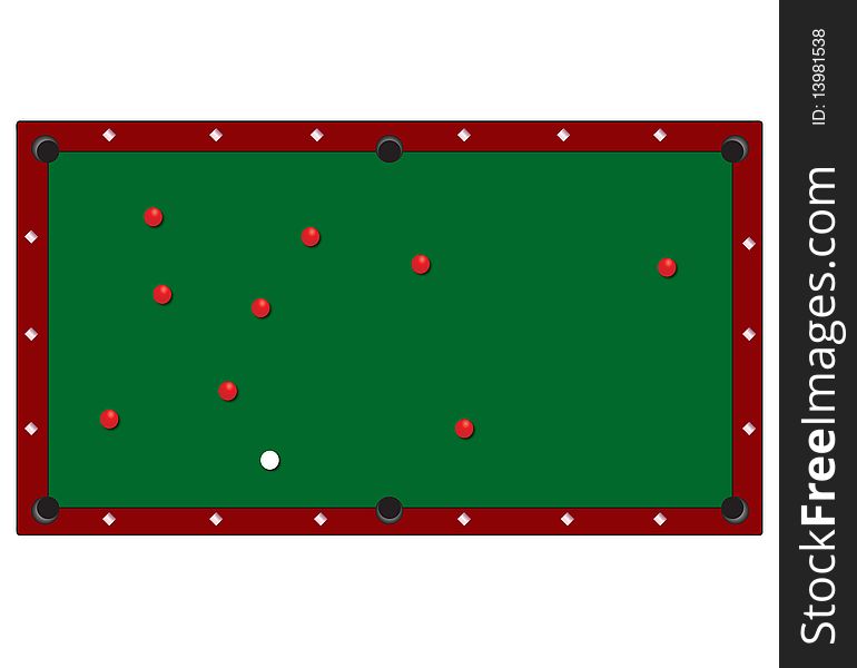 Green fabric snooker table.
snooker table.