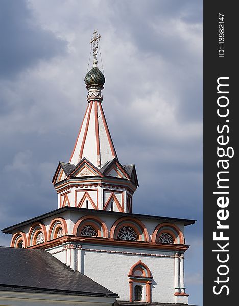 Detail of russian church against gloomy sky