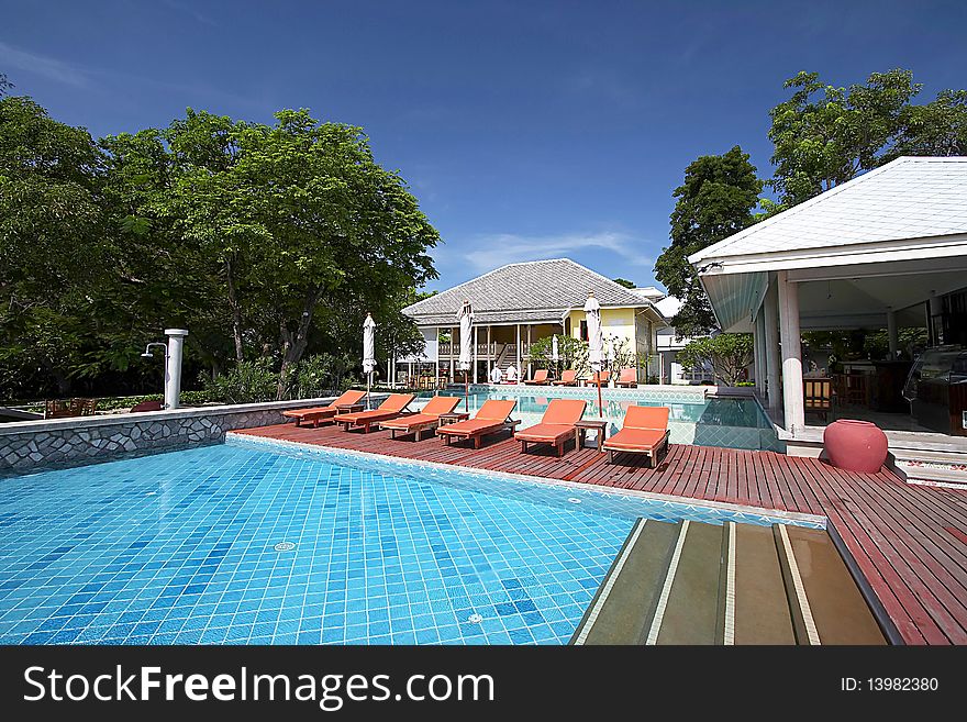 Pool of the resort in Thailand.