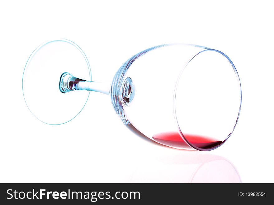 Red wine in a wine glass isolated on white background