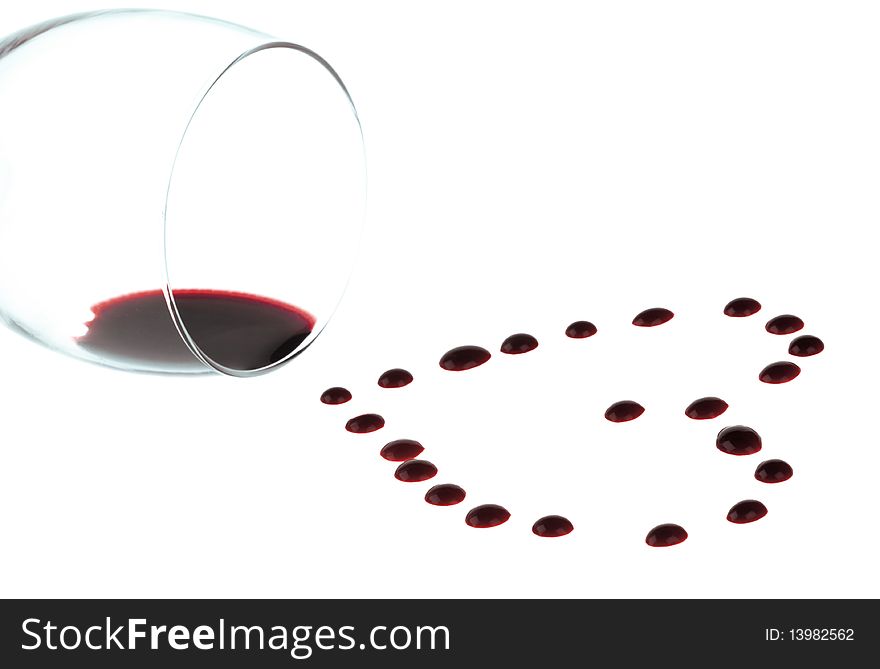 Heart Shape From Red Wine Drops