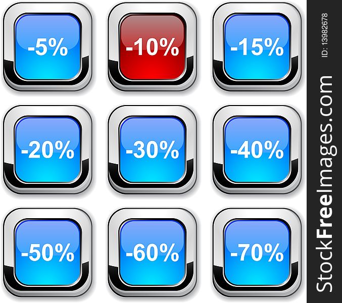 Discount glossy icons. Set of buttons. Discount glossy icons. Set of buttons.
