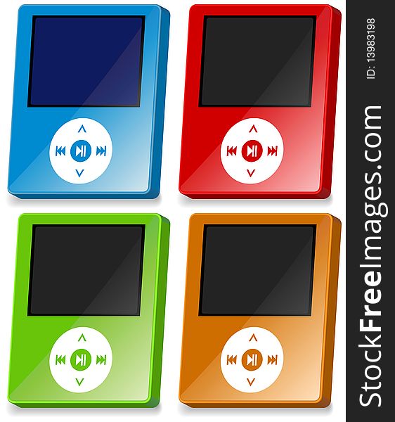 Stylish icon, portable mp3 a player, a  illustration.