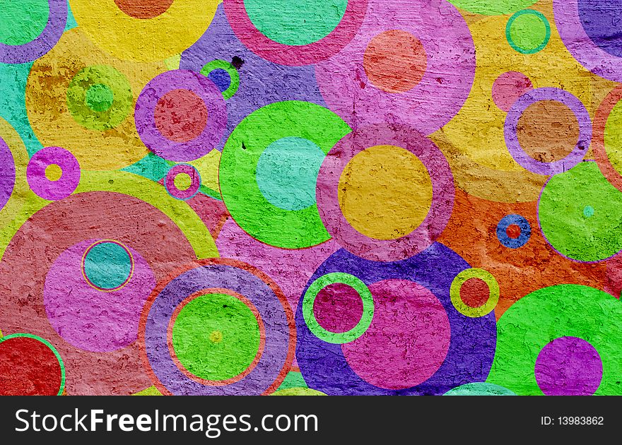 Grunge circles on the wall, abstract background