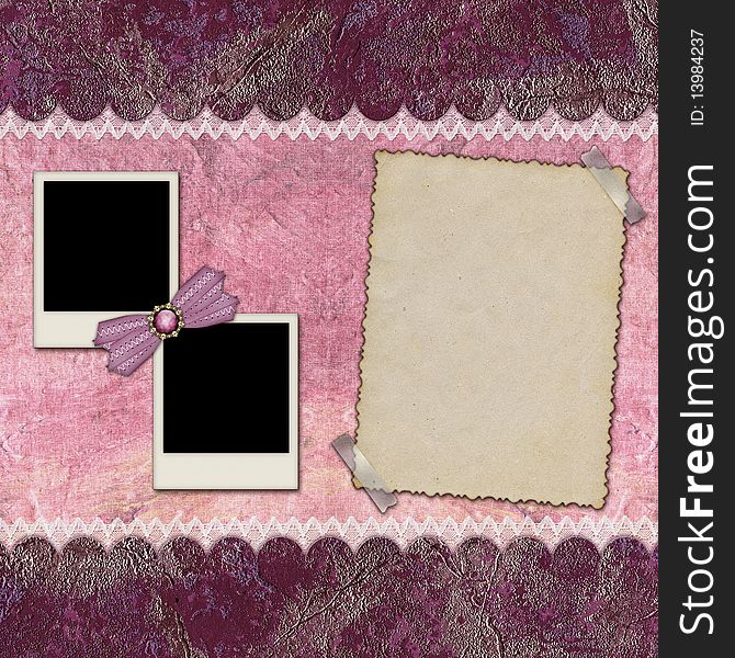 Frames for photos of various formats, on burgundy background