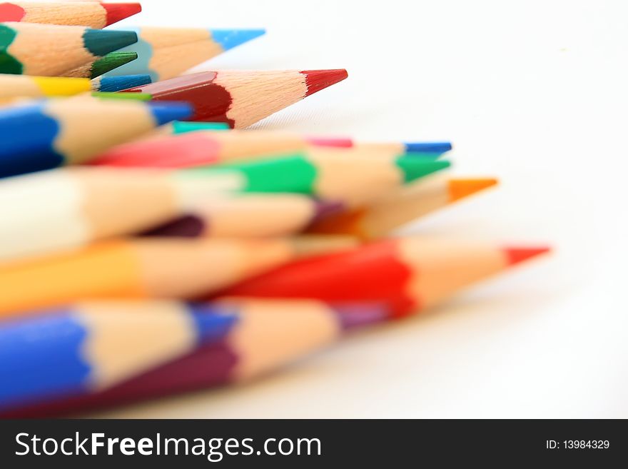 Color pencil isolated on the white floor