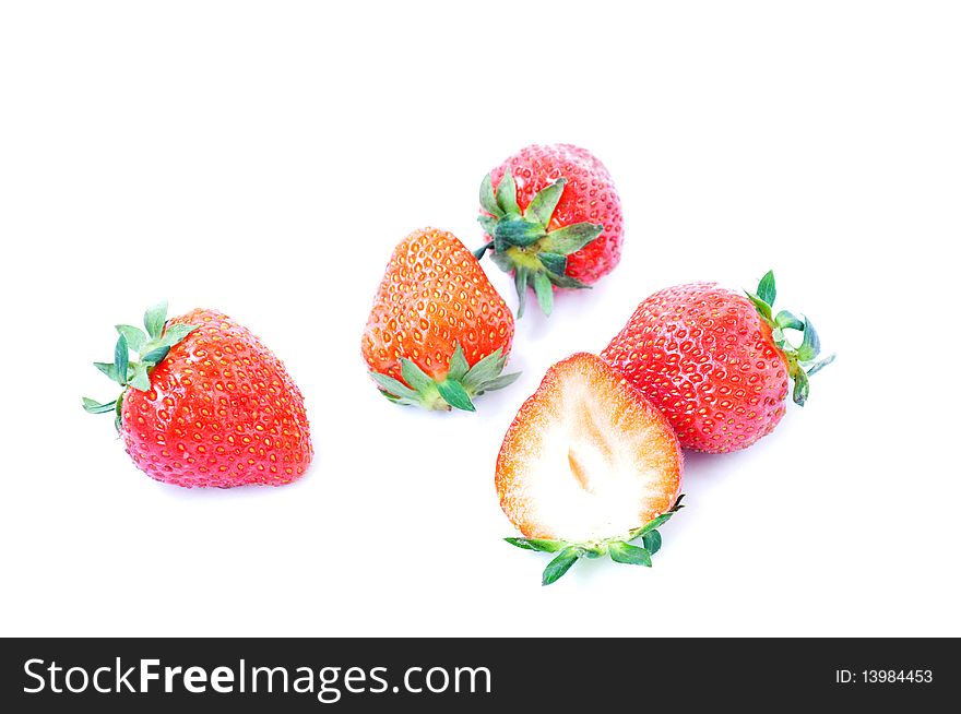 Fresh red strawberry on a white background