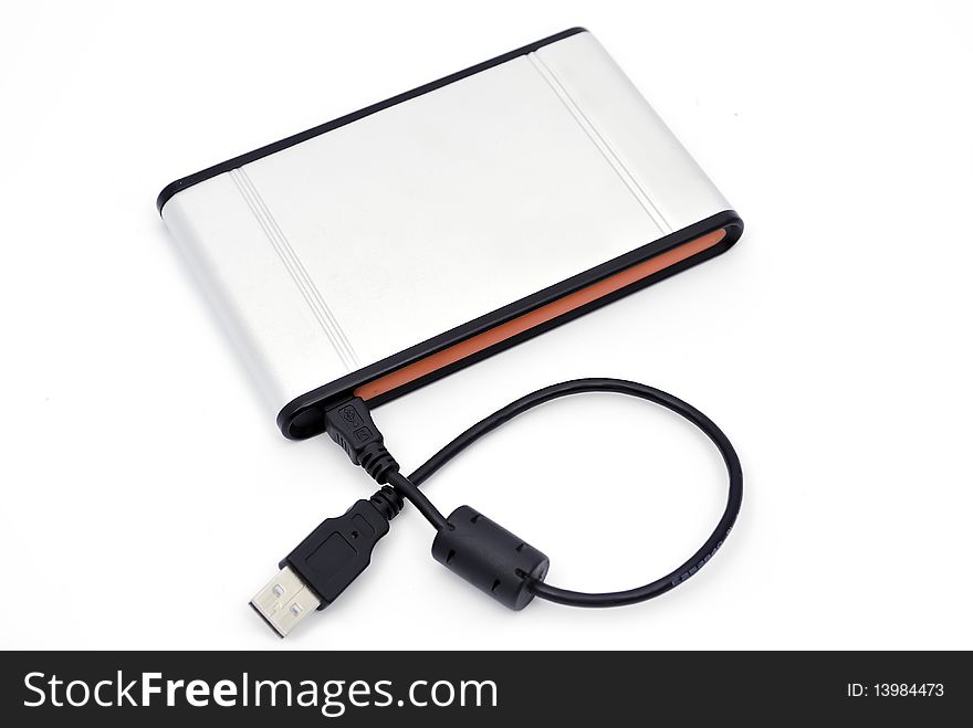 Portable hard drive on a white background. Portable hard drive on a white background