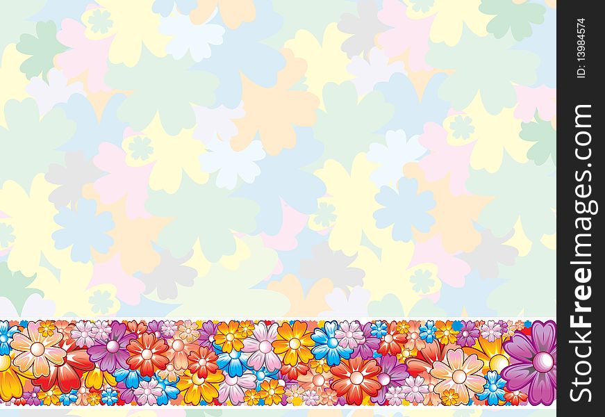 Pastel floral background with border-vector