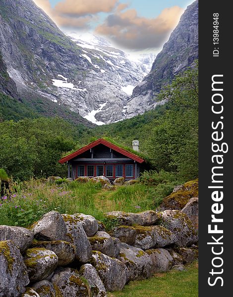 Mountain cabin, picture was taken in Norway. Mountain cabin, picture was taken in Norway