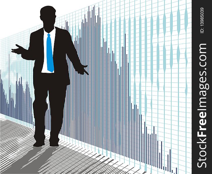 Businessman from the global graph, vector illustration