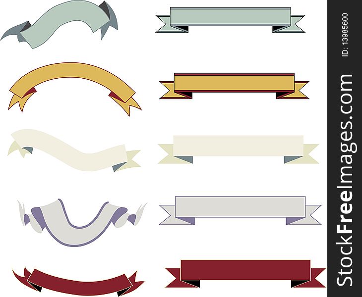 A set of banners for the text isolated on a white background